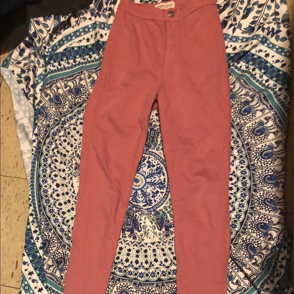 High waisted pink skinny jeans